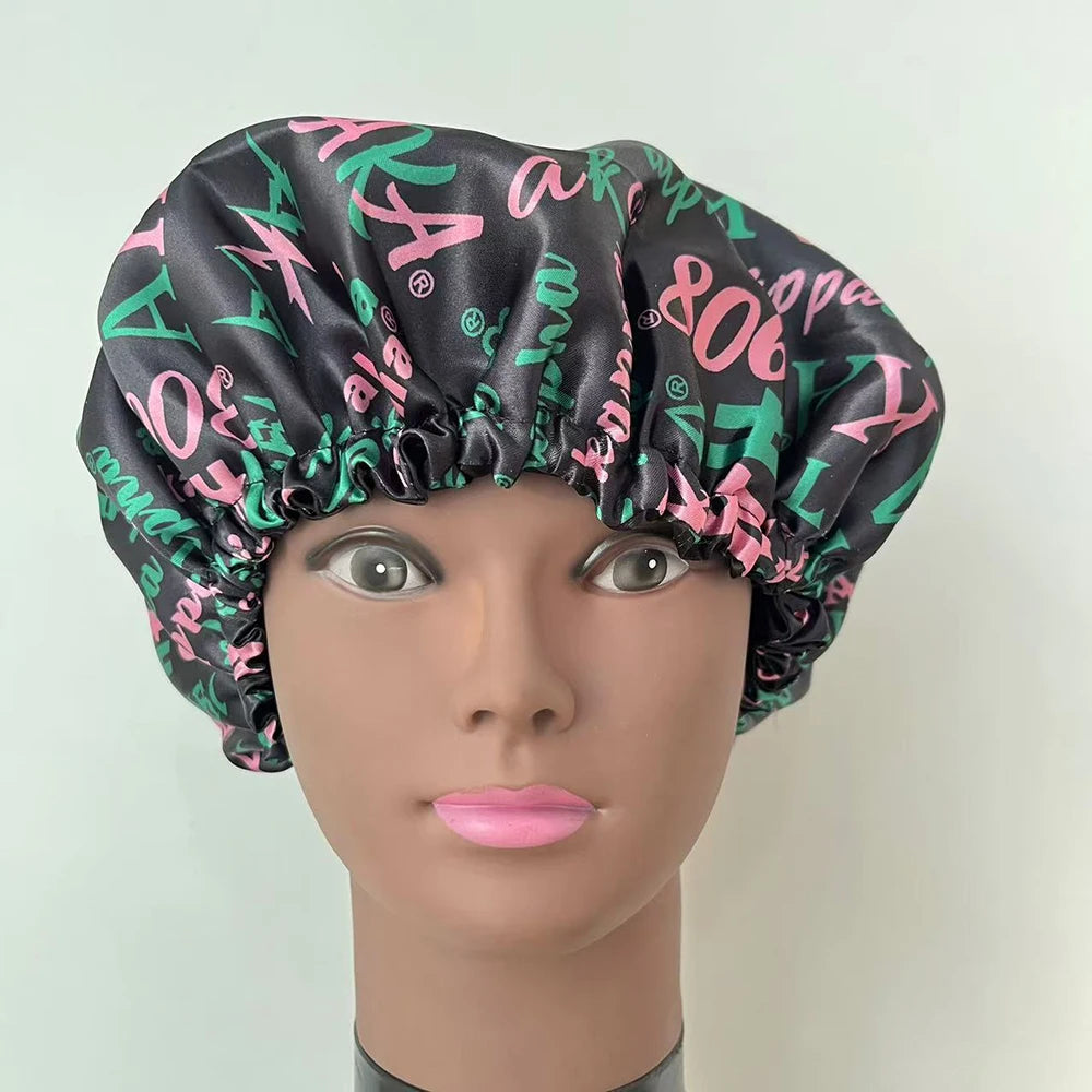 Bonnet de nuit/bonnet de douche noir, cadeaux de fête universitaire pour femmes, association de sœurs de sororité