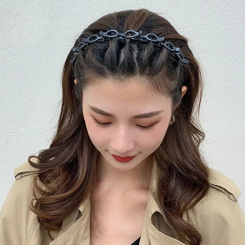 New Double Band Headbands for Women Hairstyle Fashion Non-Slip Hair Bands with Clips Bezel Hair Hoop Hair Headwear 머리띠