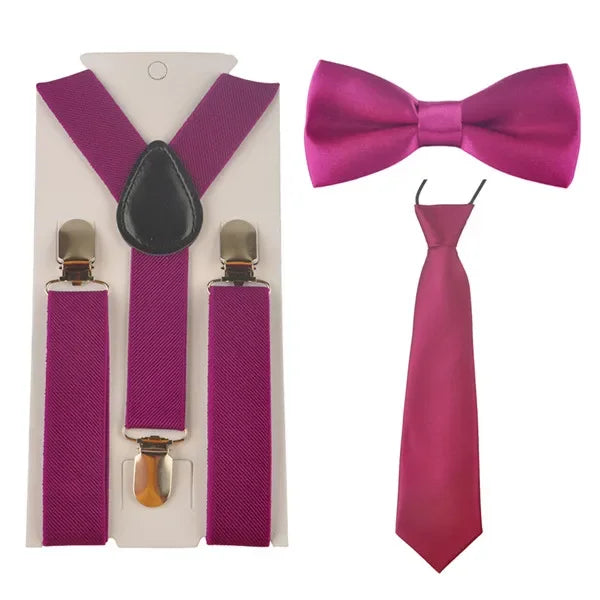 Fashion 3PCS School Boys girls Children Kids brace elastic Suspenders for shirt suspensorio Tie Bowties butterfly Set TR0001
