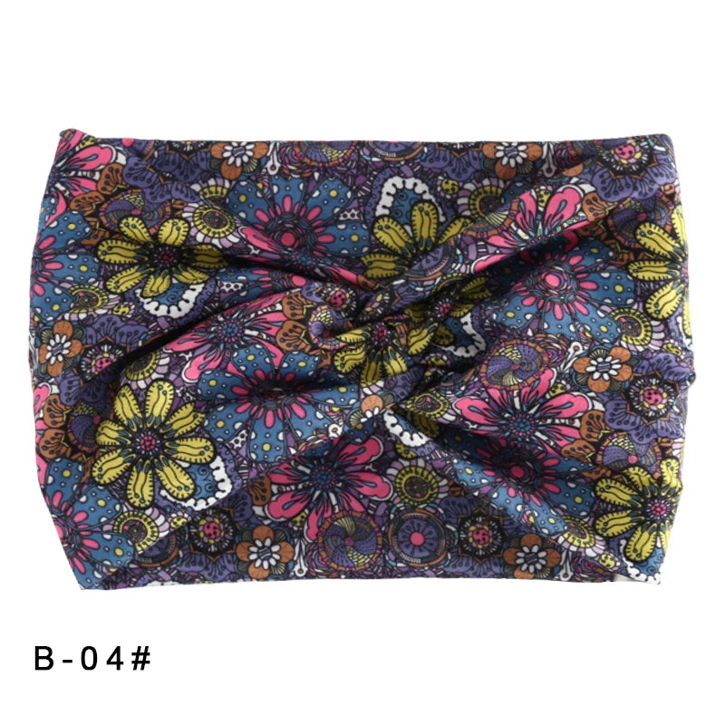 Printed Wide Elastic Headband Pilates Yoga Running Cycling Hairband Turban Makeup Hair Hoop Makeup Headwrap for Women Girl