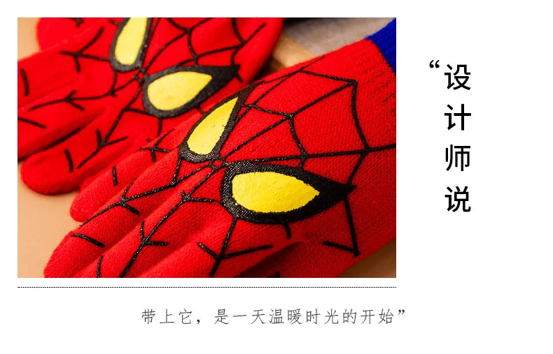 Gants d'hiver chauds pour enfants Spiderman Disney, gants tricotés de dessin animé Marvel, décoration mignonne, cadeaux de Noël pour enfants de 5 à 10 ans