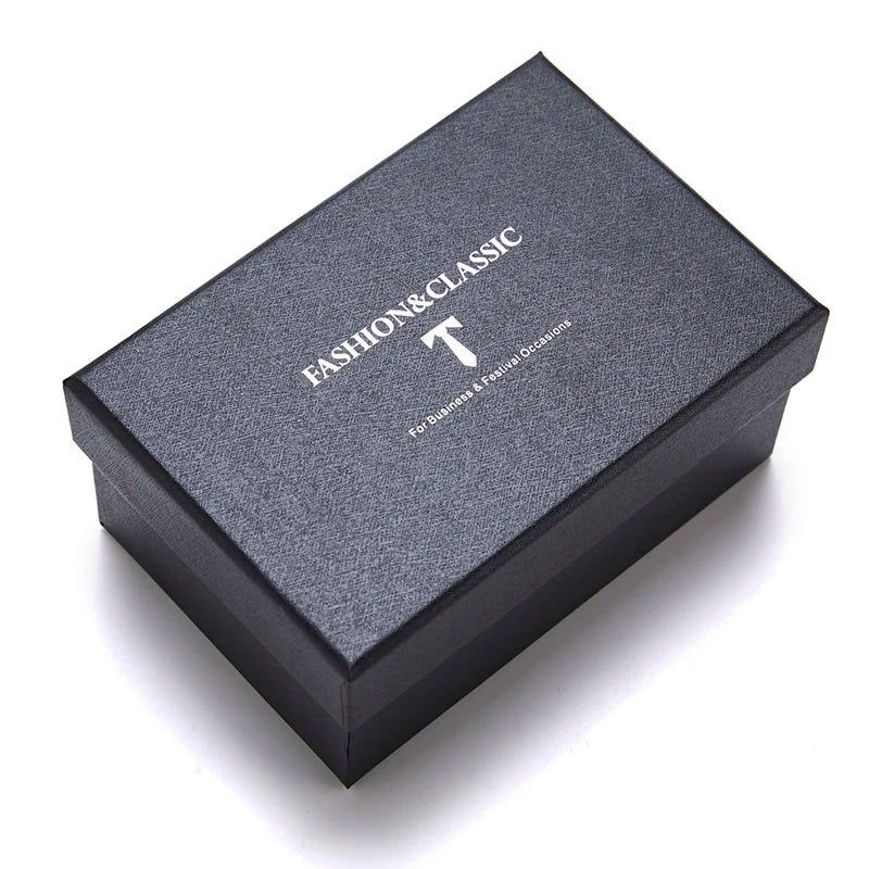 Cravate pour homme, tout nouveau style, cadeau de mariage, ensemble de pochettes, boîte à cravates, accessoires de costume noirs pour hommes