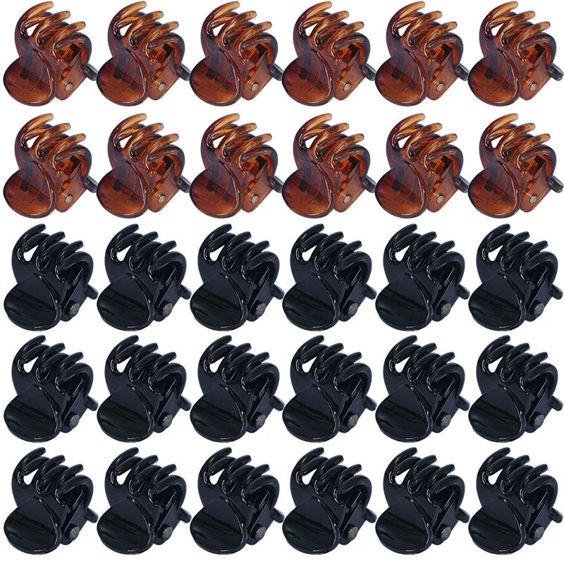 Lot de 10 pinces à cheveux pour femmes, 1,0 à 1,5 cm, petites pinces noires, marron, transparentes, en plastique, accessoires de coiffure pour enfants