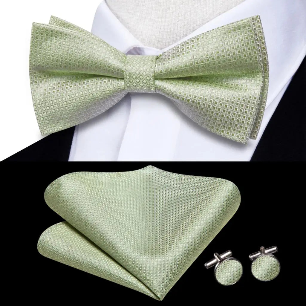 Hi-Tie Nœud papillon rayé noir et rouge pour homme, mouchoir, boutons de manchette, en soie pré-nouée, pour soirée d'affaires masculine, vente en gros