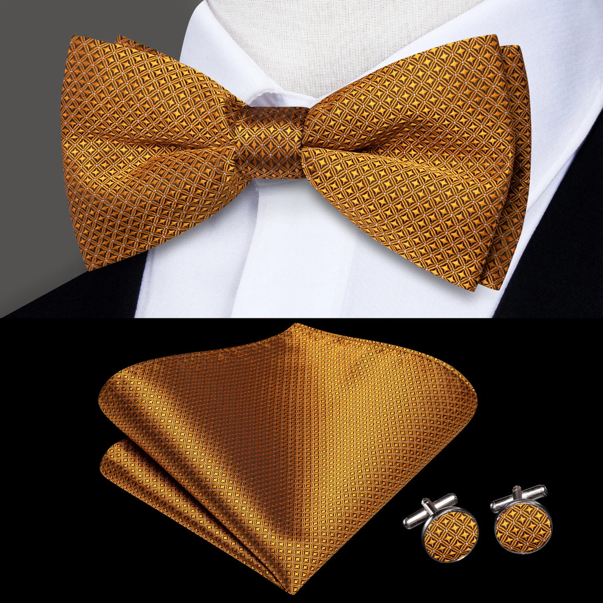 Hi-Tie Marque Soie Pré-noué Homme Nœud Papillon Mouchoir Boutons de Manchette Ensemble Nœud Papillon pour Homme Jacquard Solide Cachemire Floral Mariage Cadeau d'Affaires