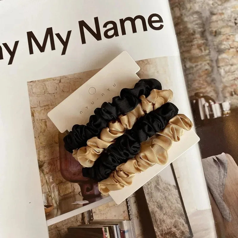 4pcs/set Silk Elastic Hair Band Solid Color Scrunchies Women Girls Ponytail Holders Chic Hair Rope Fashion Hair Accessoires