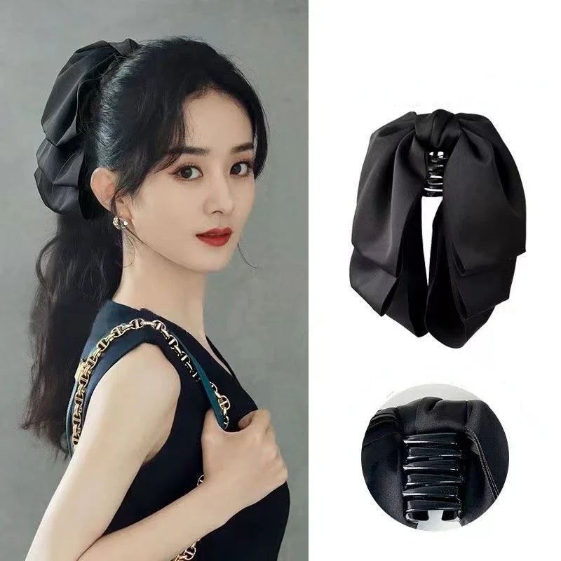 New Korean Big Size Bow Hair Clip Claw Clamp Women High Ponytail Barrettes Headwear Girls Women Hair Accessories