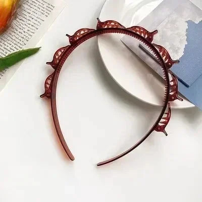 New Double Band Headbands for Women Hairstyle Fashion Non-Slip Hair Bands with Clips Bezel Hair Hoop Hair Headwear 머리띠