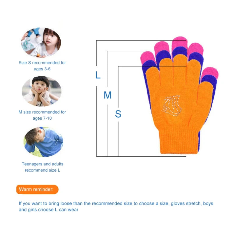1 paire de gants antidérapants pour enfants, en caoutchouc, chauds et extensibles, pour l'hiver, pour garçons et filles, pour le sport, le ski, le cyclisme, la pêche, en tricot