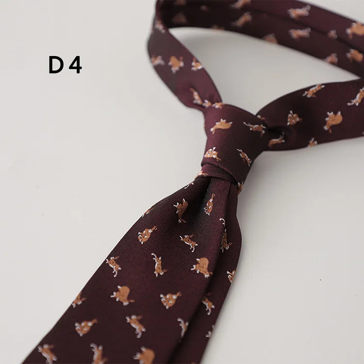 Cravate en polyester jacquard 8 cm, style décontracté, rouge et marron, pour homme, accessoire de costume, de fête, de mariage ou de banquet