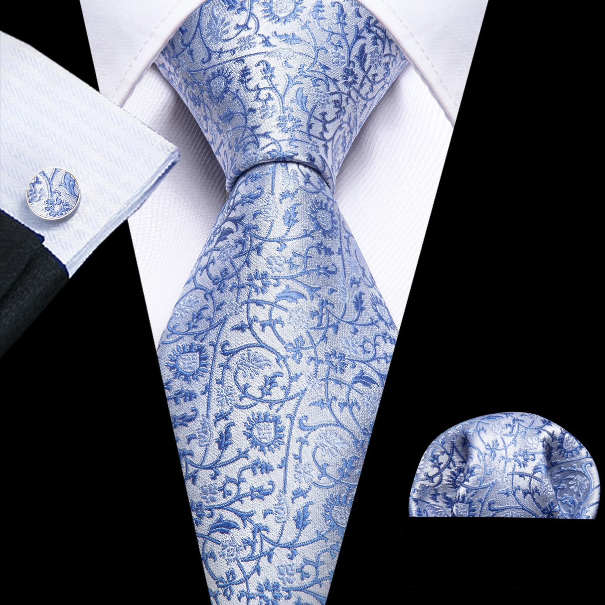Ensemble élégant de cravates et boutons de manchette en soie à fleurs multiples pour homme, cravate jacquard à fleurs pour mariage, entreprise, fête, événement, Barry.Wang
