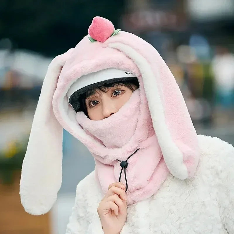 Couvre-casque de ski avec oreilles de lapin, confortable et doux, idéal pour l'hiver, idéal pour les filles et les femmes