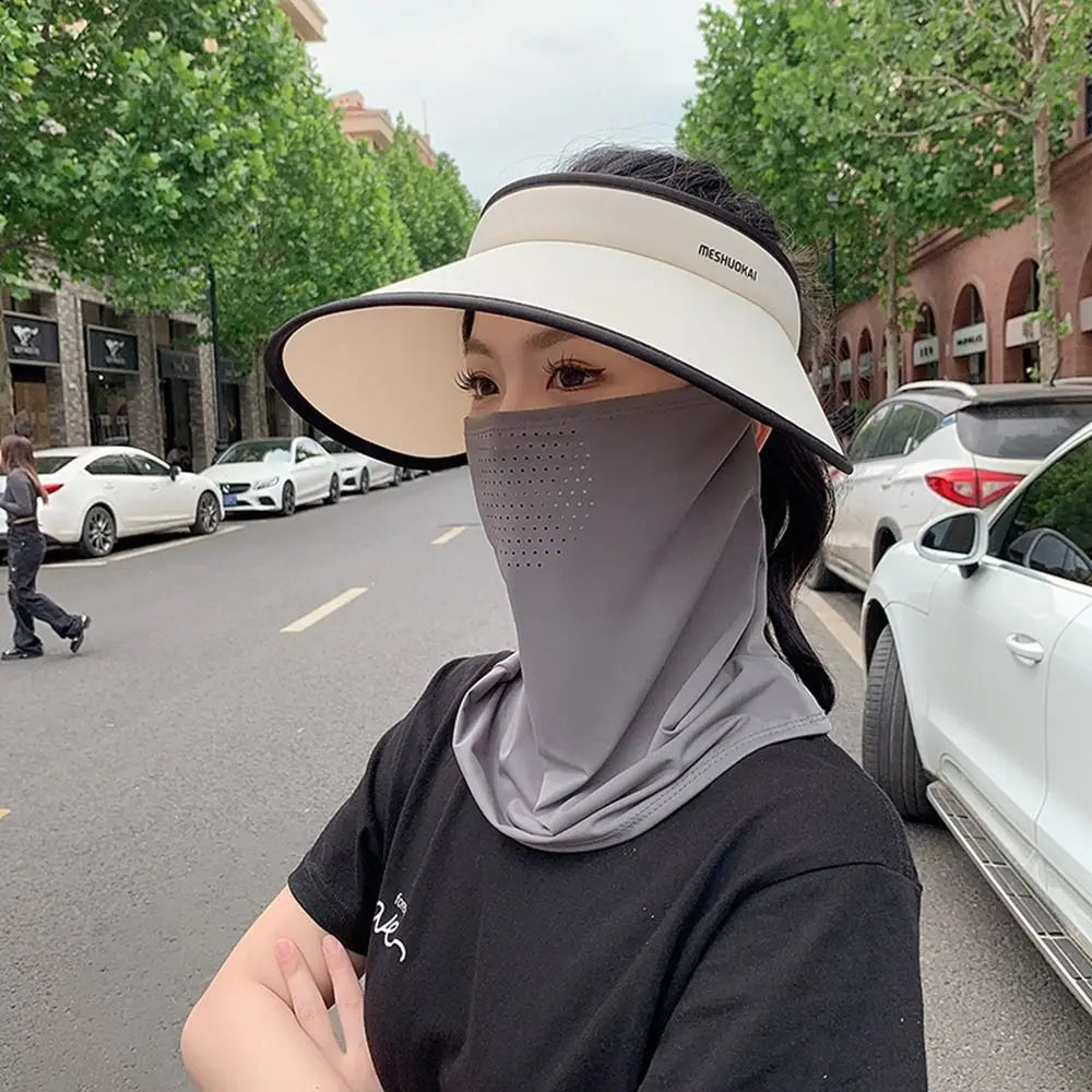 Protection UV pour le cou en plein air, bavoir de sport résistant au soleil, masque en soie glacée, couvre-visage, couvre-cou, écharpe solaire pour le visage