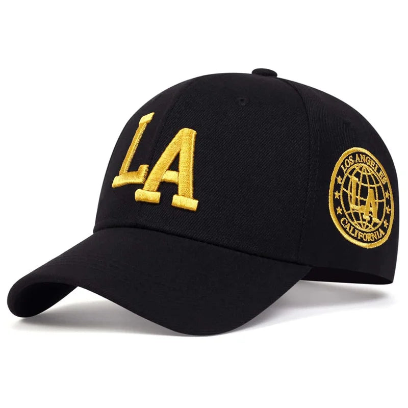 Casquette de baseball unisexe brodée avec lettres « La » pour le printemps et l'automne, chapeau décontracté réglable pour l'extérieur, chapeau de protection solaire