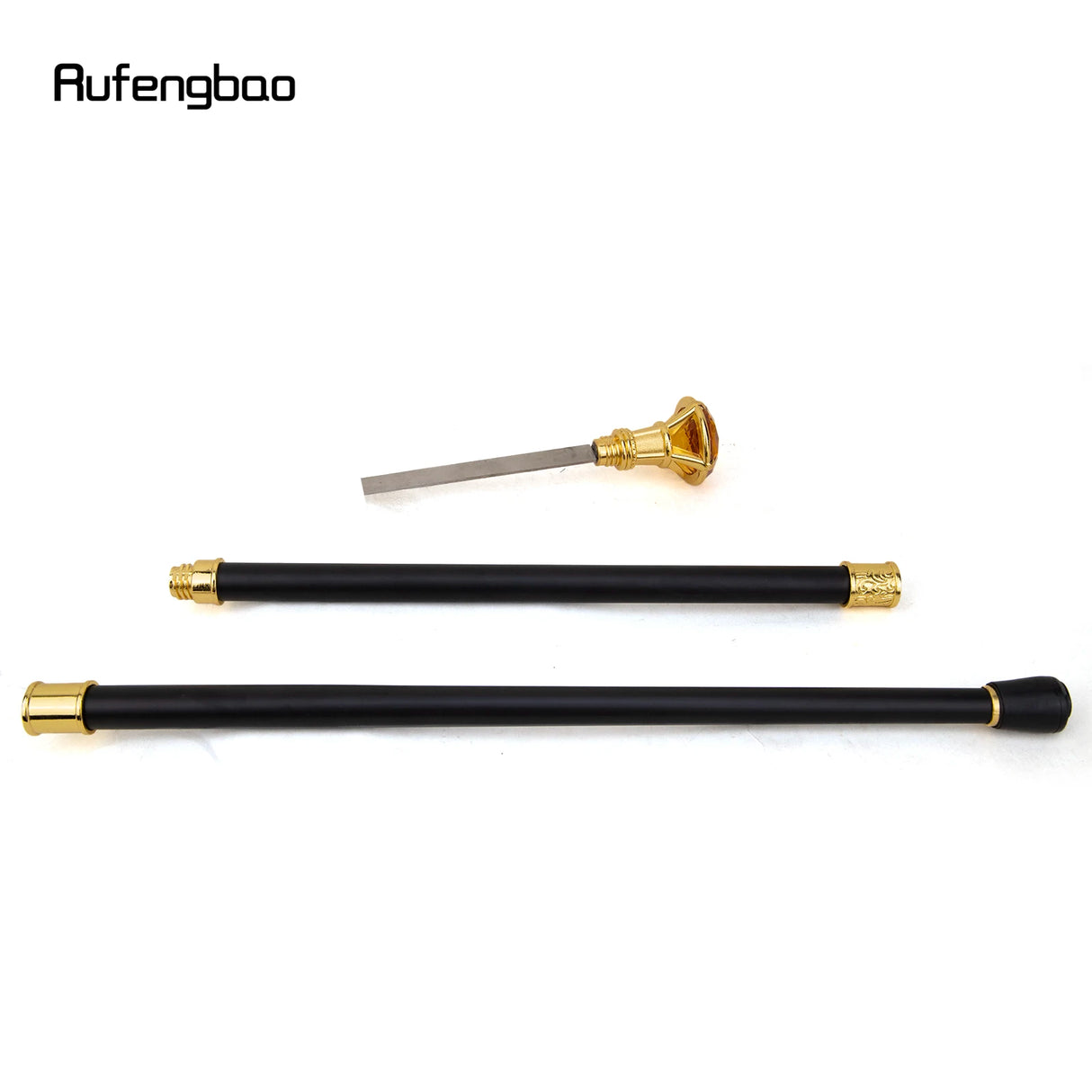 Orange Diamond Type Golden Walking Stick with Hidden Plate Self Defense Fashion Cane Plate Cosplay Crosier Stick 93cm
