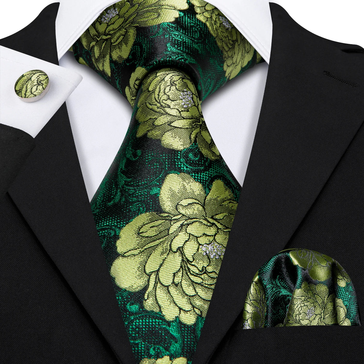 Ensemble élégant de cravates et boutons de manchette en soie à fleurs multiples pour homme, cravate jacquard à fleurs pour mariage, entreprise, fête, événement, Barry.Wang