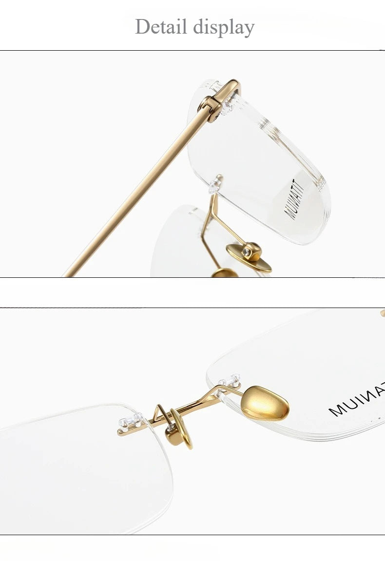 Fashionable and Simple Frameless Titanium Alloy Business Men's Glasses Personalized High-quality Women's Frames Suitable Myopia