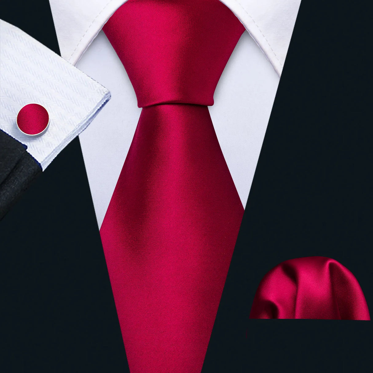 Cravate de mariage en soie rouge, tissée en jacquard, rayée, pour homme, ensemble cravate, mouchoir, boutons de manchette, Barry.Wang, créateur de mode FA-5028