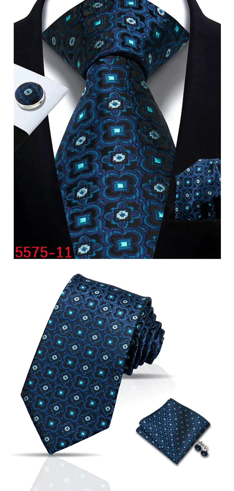 Cravate homme Paisley Jacquard tissé 8 cm formelle affaires mariage cravate poche carré ensemble costume cravate haute qualité fait main Gravata