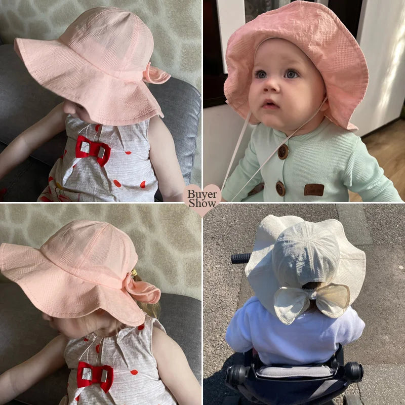 Chapeau de princesse pour bébé fille, grand nœud, casquette d'été pour bébé fille, chapeau de soleil à large bord pour voyage, accessoires pour enfants de 1 à 3 ans