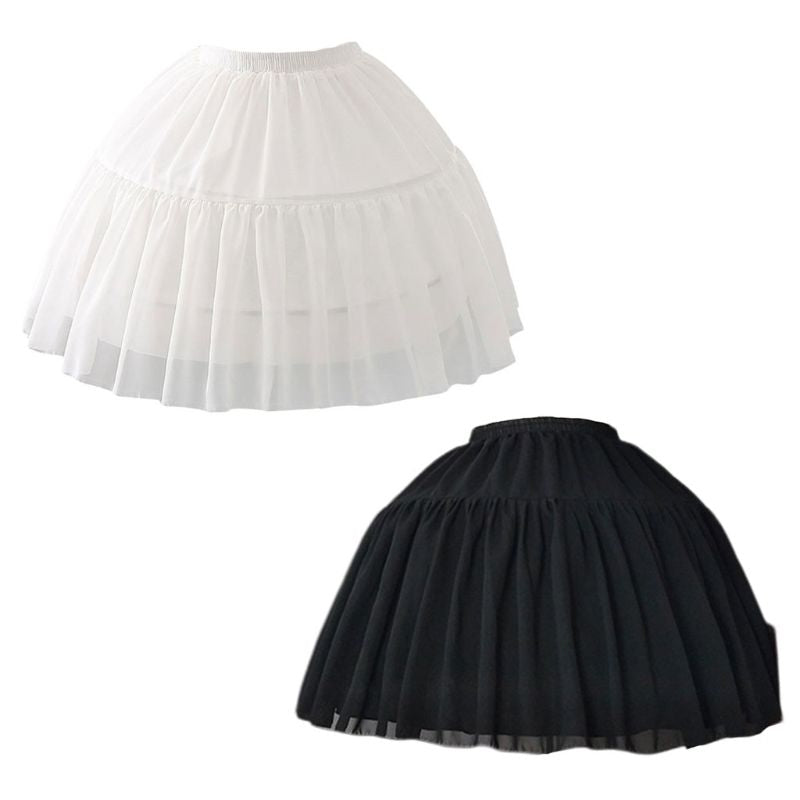 Lolita Adjustable Petticoat Black or White Short Petticoats for Wedding Lolita Cosplay Woman Girl Dress Underskirt