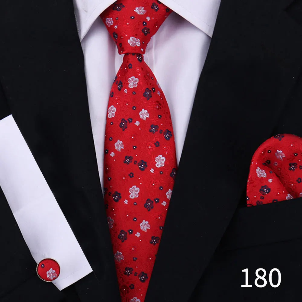 Cravate pour homme classique à carreaux, mouchoirs, cravate rouge, boutons de manchette pour homme, chemisier, affaires, mariage, accessoires, collier pour femme, cadeau pour homme