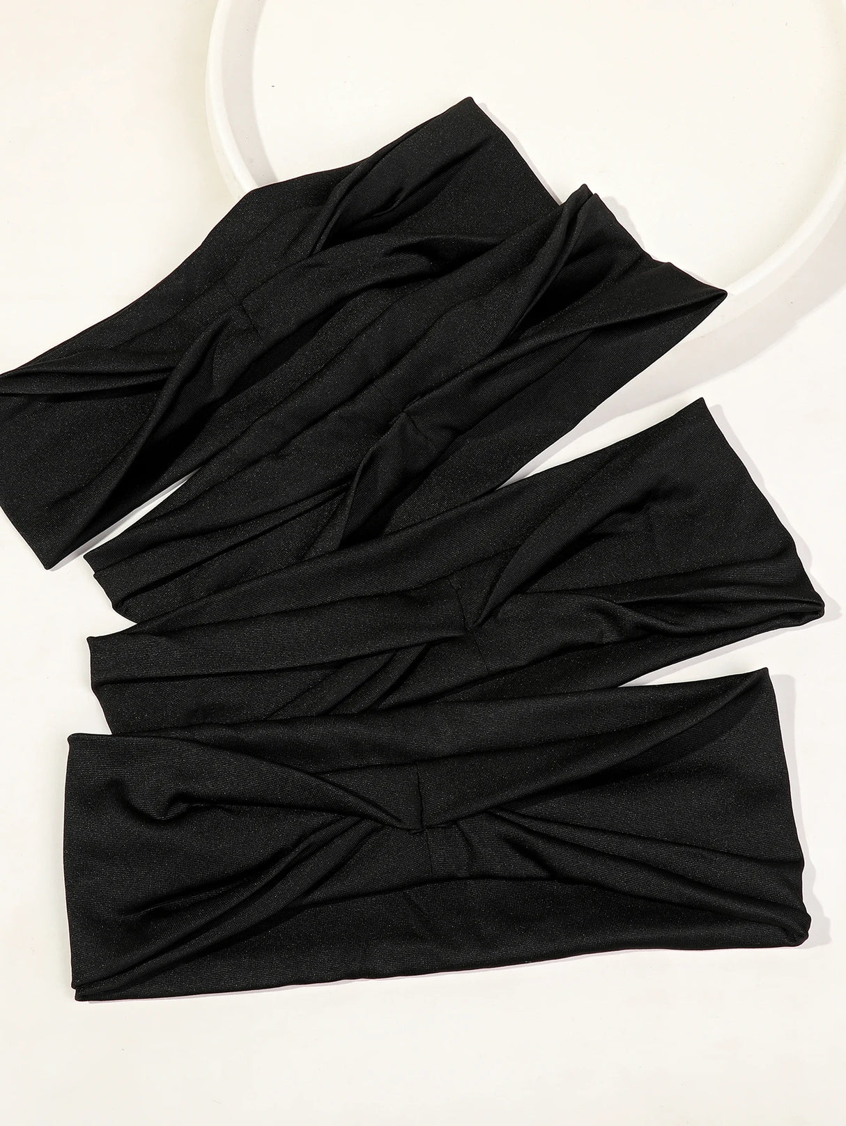 4Pcs Black Twist Knotted HeadBands Boho Stretchy Hair Band Non Slip for Girl Turban Plain Headwrap Yoga Workout Hair Accessories