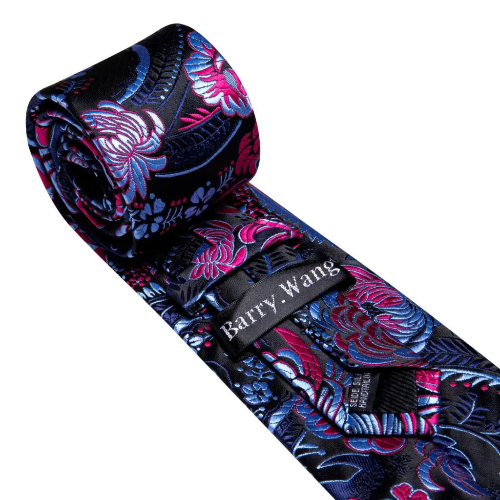 Ensemble élégant de cravates et boutons de manchette en soie à fleurs multiples pour homme, cravate jacquard à fleurs pour mariage, entreprise, fête, événement, Barry.Wang
