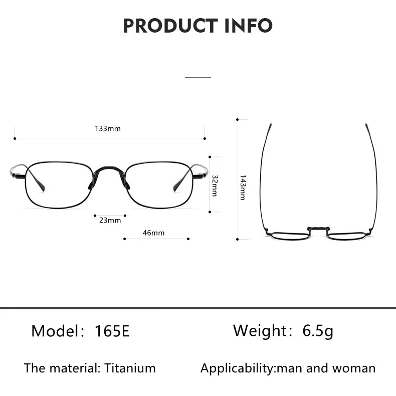 Vintage Small Square Oval 6.5g Ultra-Light Pure Titanium frame ,KJ45|Thin Frame of Golden Wire|For Men and Women