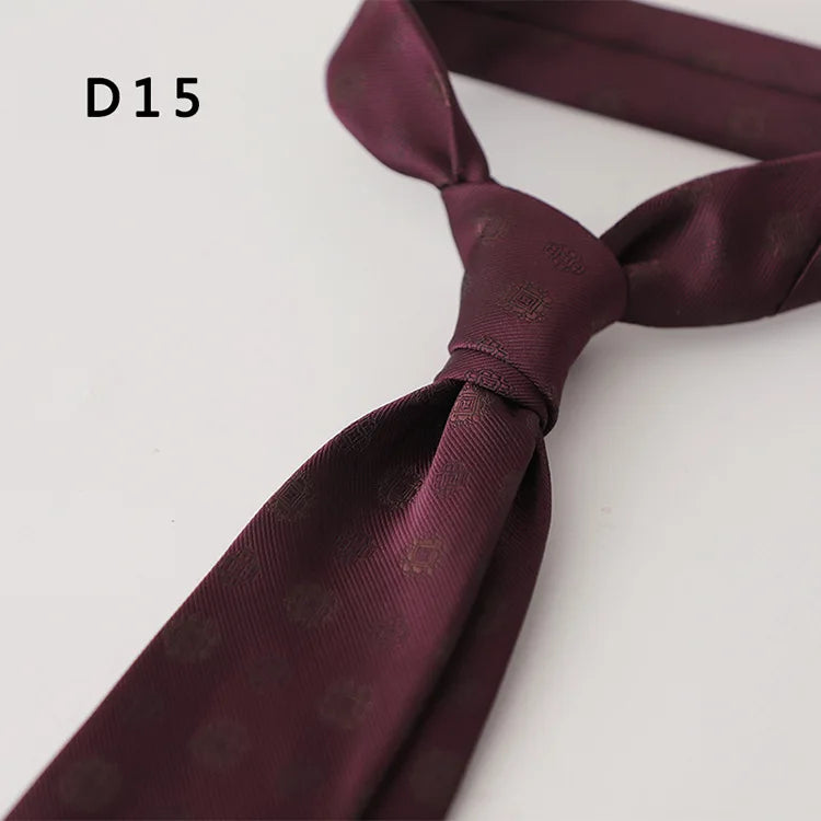 Cravate en polyester jacquard 8 cm, style décontracté, rouge et marron, pour homme, accessoire de costume, de fête, de mariage ou de banquet