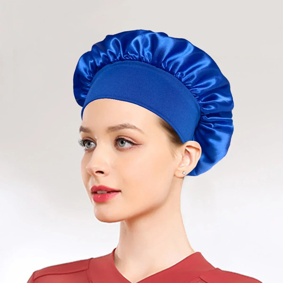 New Women's Satin Solid Sleeping Hat Night Sleep Hair Care Bonnet Nightcap Silky Shower Caps Comfortable Flower Band Unisex Cap