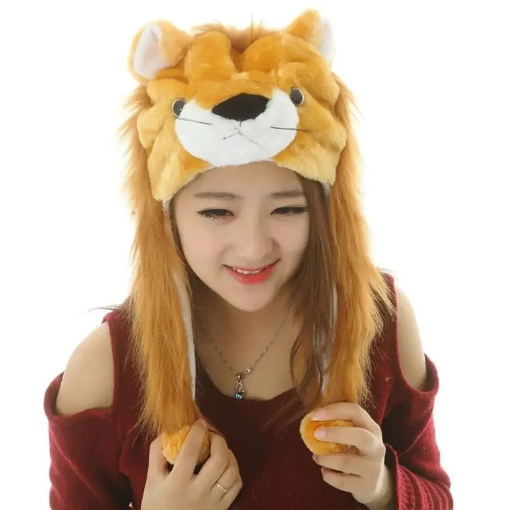 Soft Plush Animal Hat Moving Ears Hat Headgear Ears Airbag Cap Ear Protection Earmuff Funny Toys Neck Warmer Winter Warmer