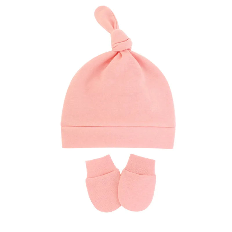 Bonnet pour nouveau-né avec gants, bonnet chaud en coton pour enfants, accessoires pour enfants, bonnet de nuit pour bébés de 0 à 6 mois, automne et hiver