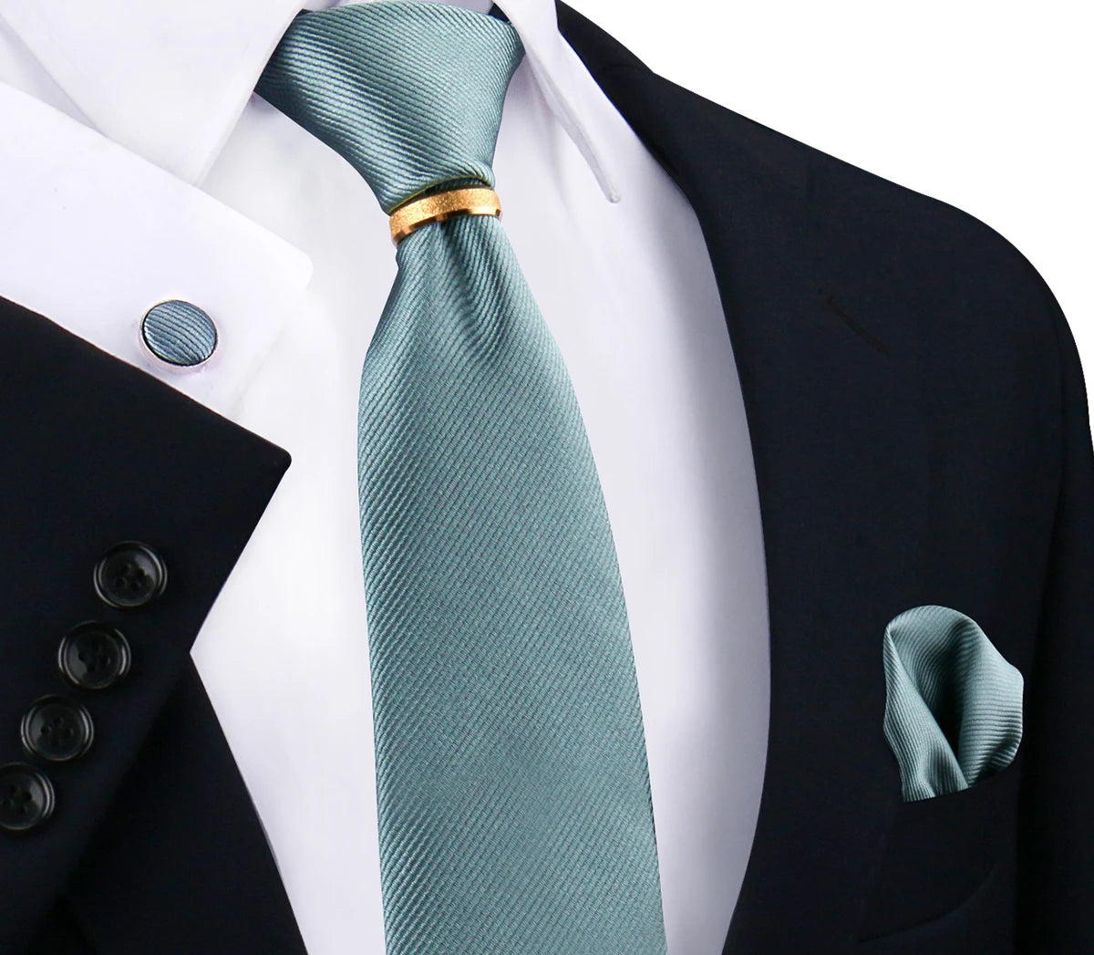 Ensemble de cravates en soie de luxe pour hommes, cravate, mouchoir, boutons de manchette avec anneau en métal doré, broche, costume, fête de mariage, accessoires pour hommes
