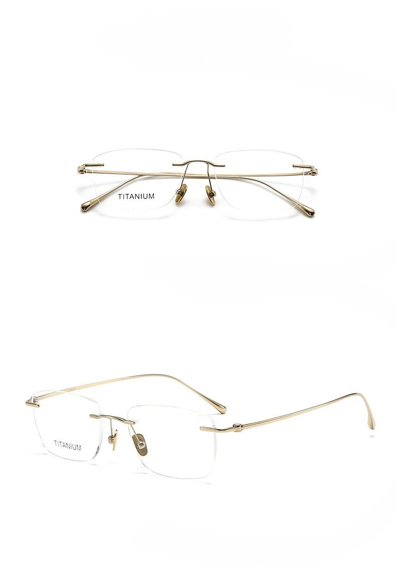 Fashionable and Simple Frameless Titanium Alloy Business Men's Glasses Personalized High-quality Women's Frames Suitable Myopia