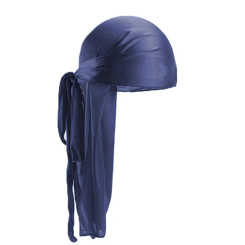 Unisex Silky Long Tail Durag Pirate Hat Turban Fashion Headwraps Cap Bandana Women Men Headwear Caps Hijab Hair Accessories 
