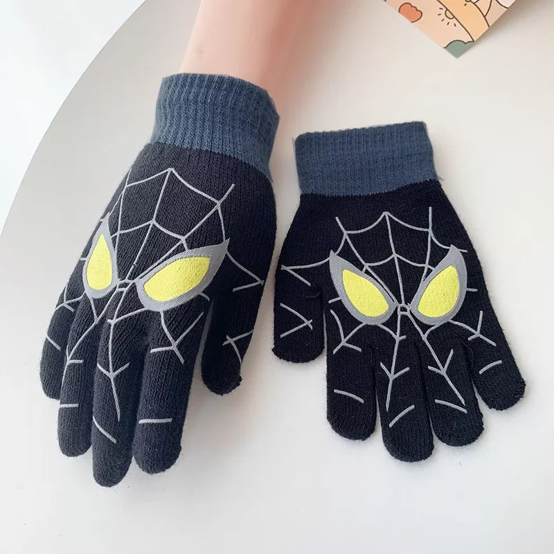 Gants d'hiver chauds pour enfants Spiderman Disney, gants tricotés de dessin animé Marvel, décoration mignonne, cadeaux de Noël pour enfants de 5 à 10 ans