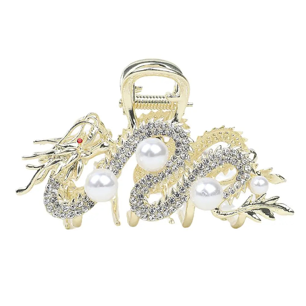 Épingle à cheveux dragon bleu avec perle pour femme, pince à cheveux simple, pince requin, mode, tempérament, accessoires pour cheveux simples