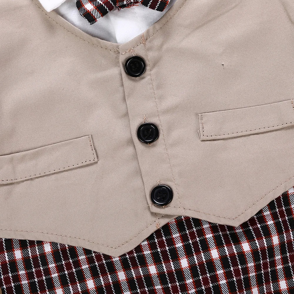 Barboteuse d'été pour nouveau-né, tenue de gentleman pour bébé garçon, combinaison formelle avec nœud papillon, vêtements pour bébé garçon, vêtements pour bébé de 0 à 3 ans