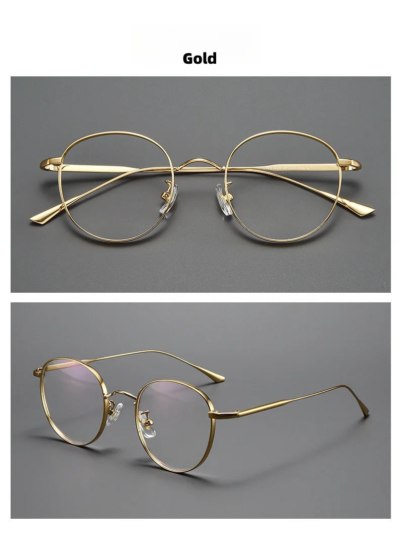 Titanium Glasses Frame Retro Round Wide-rimmed Men's Glasses Frame Anti-blue Light Optical Prescription Women Glasses Frame 835