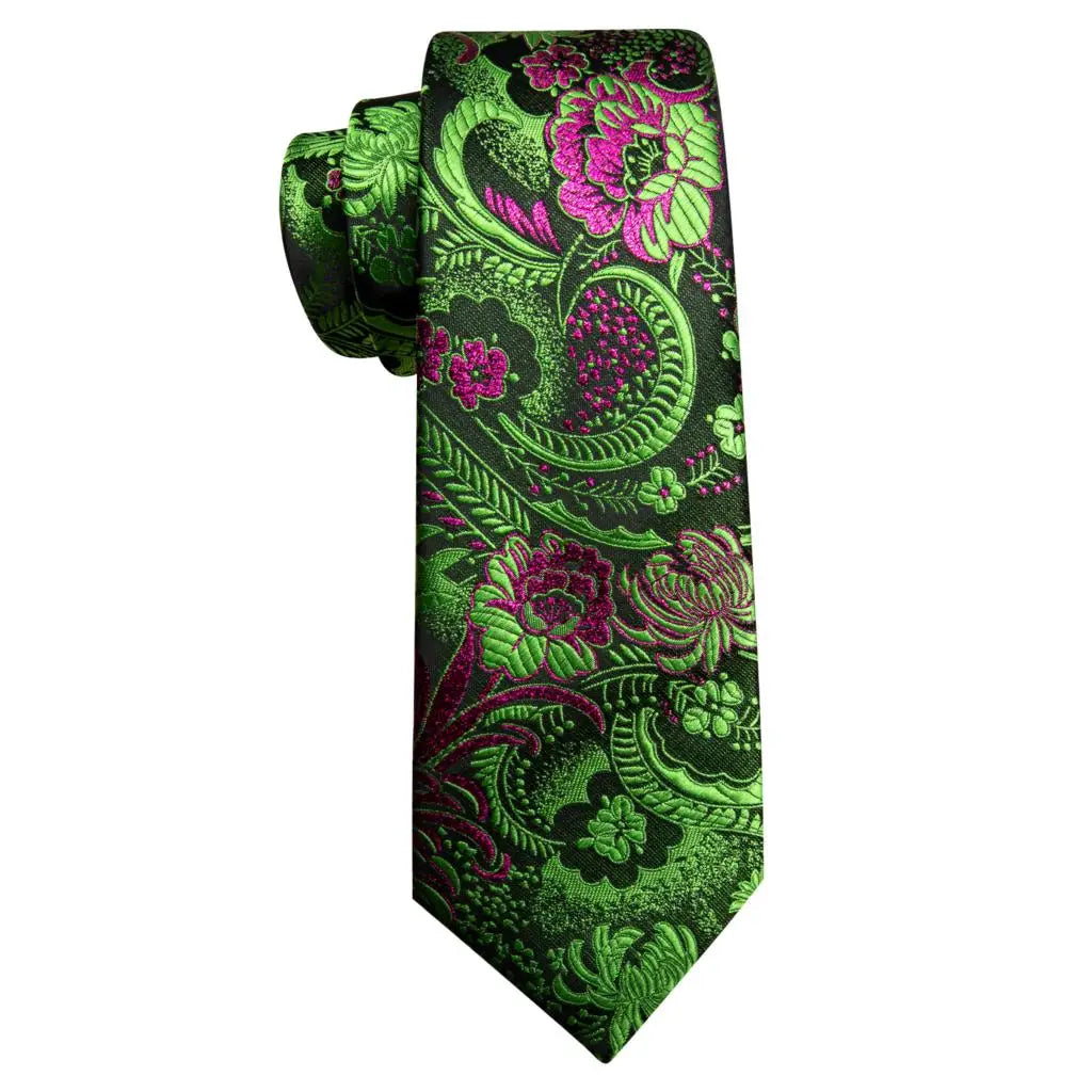 Ensemble élégant de cravates et boutons de manchette en soie à fleurs multiples pour homme, cravate jacquard à fleurs pour mariage, entreprise, fête, événement, Barry.Wang