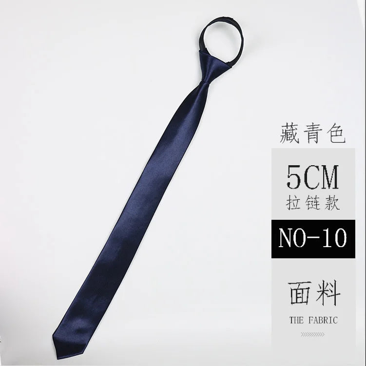 Cravate classique noire 8 cm, imitation soie, unie, pour homme, fermeture éclair, bleu et rouge, étroite, 5 cm, cadeau
