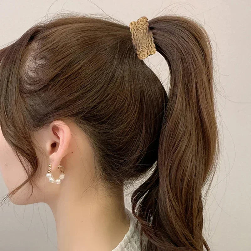 50/10Pcs New Korean Woman Big Elegant Elastics Hair Band Solid Color Scrunchies Hair Ties Ladies Ponytail Hold Hair Accessories