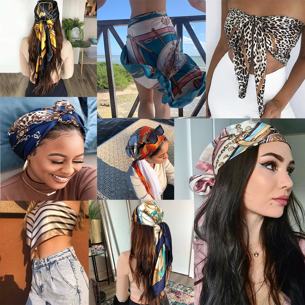 Foulard en soie pour cheveux, hijab doux pour femme, été, satin