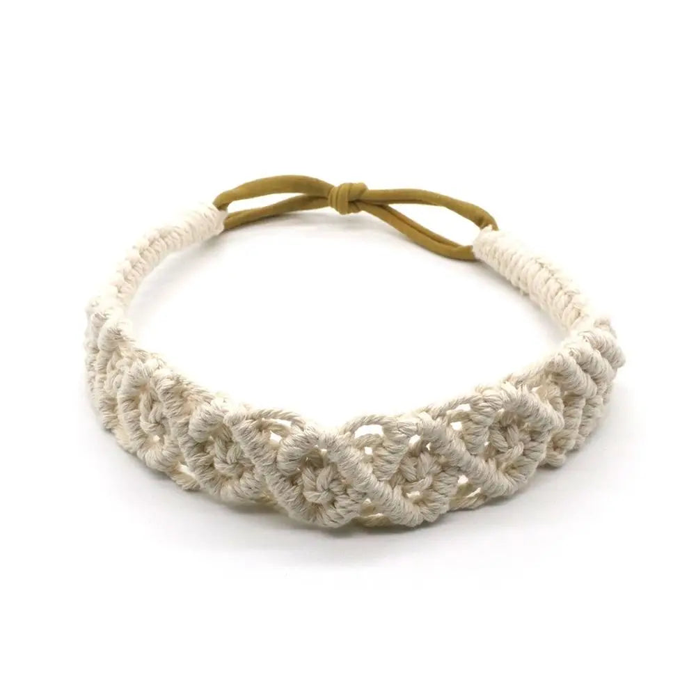 Style Elastic Hair Band Braided Rope Headwrap Turban Women Hair Scarf Macrame Hair Band Bohemian Headband Crochet Bandana