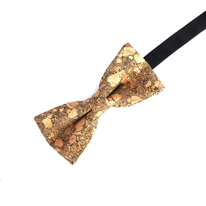 Nœud papillon en bois de liège pour homme, accessoire tendance, fait à la main, solide, idéal pour une fête de mariage ou comme cadeau