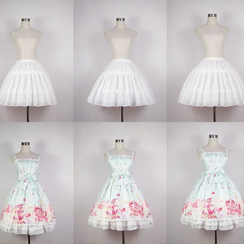 Lolita Adjustable Petticoat Black or White Short Petticoats for Wedding Lolita Cosplay Woman Girl Dress Underskirt