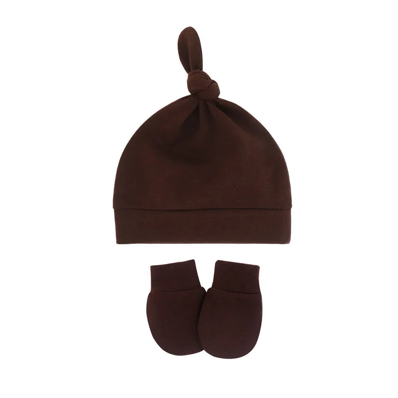 Bonnet pour nouveau-né avec gants, bonnet chaud en coton pour enfants, accessoires pour enfants, bonnet de nuit pour bébés de 0 à 6 mois, automne et hiver