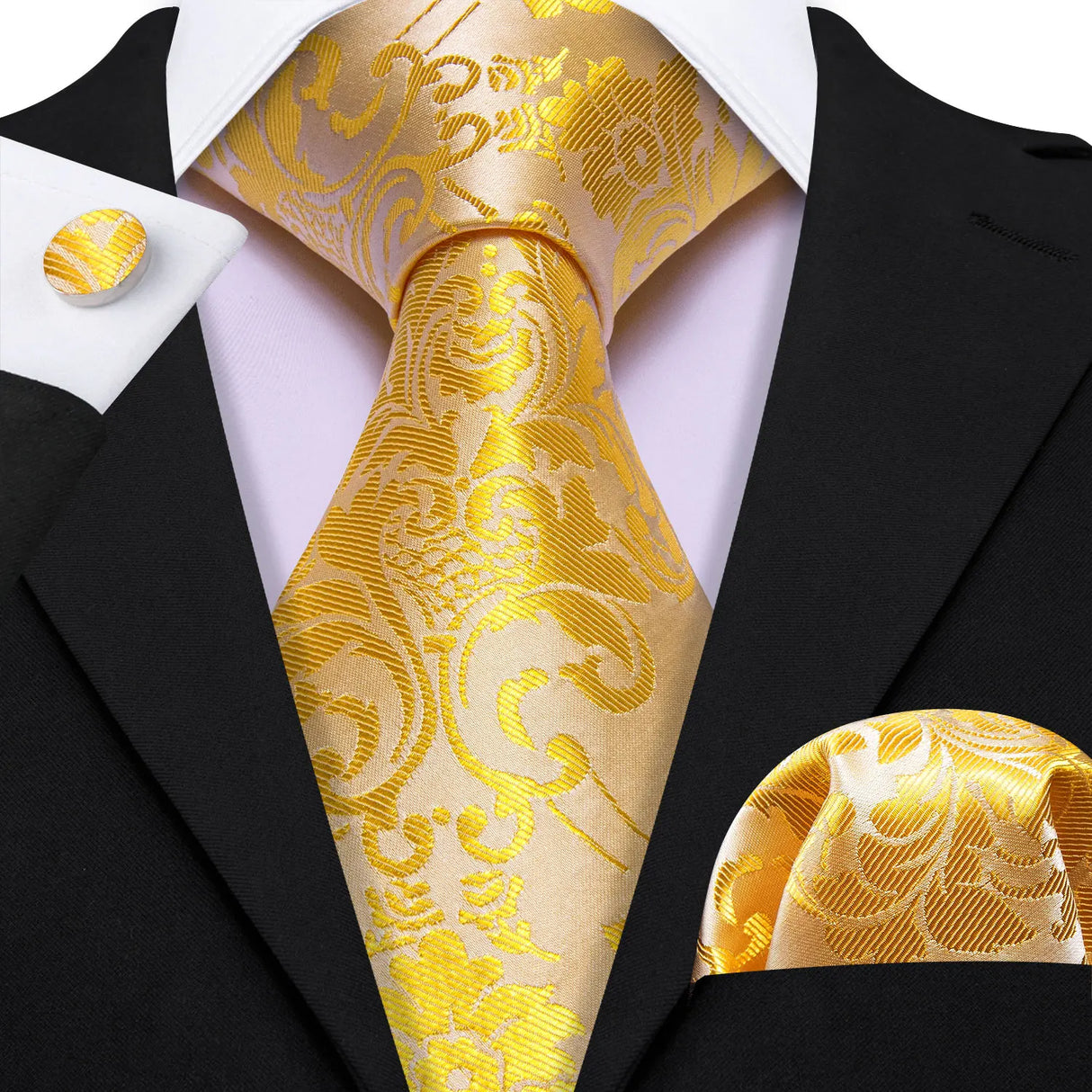 Ensemble élégant de cravates et boutons de manchette en soie à fleurs multiples pour homme, cravate jacquard à fleurs pour mariage, entreprise, fête, événement, Barry.Wang