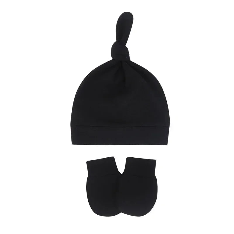 Bonnet pour nouveau-né avec gants, bonnet chaud en coton pour enfants, accessoires pour enfants, bonnet de nuit pour bébés de 0 à 6 mois, automne et hiver